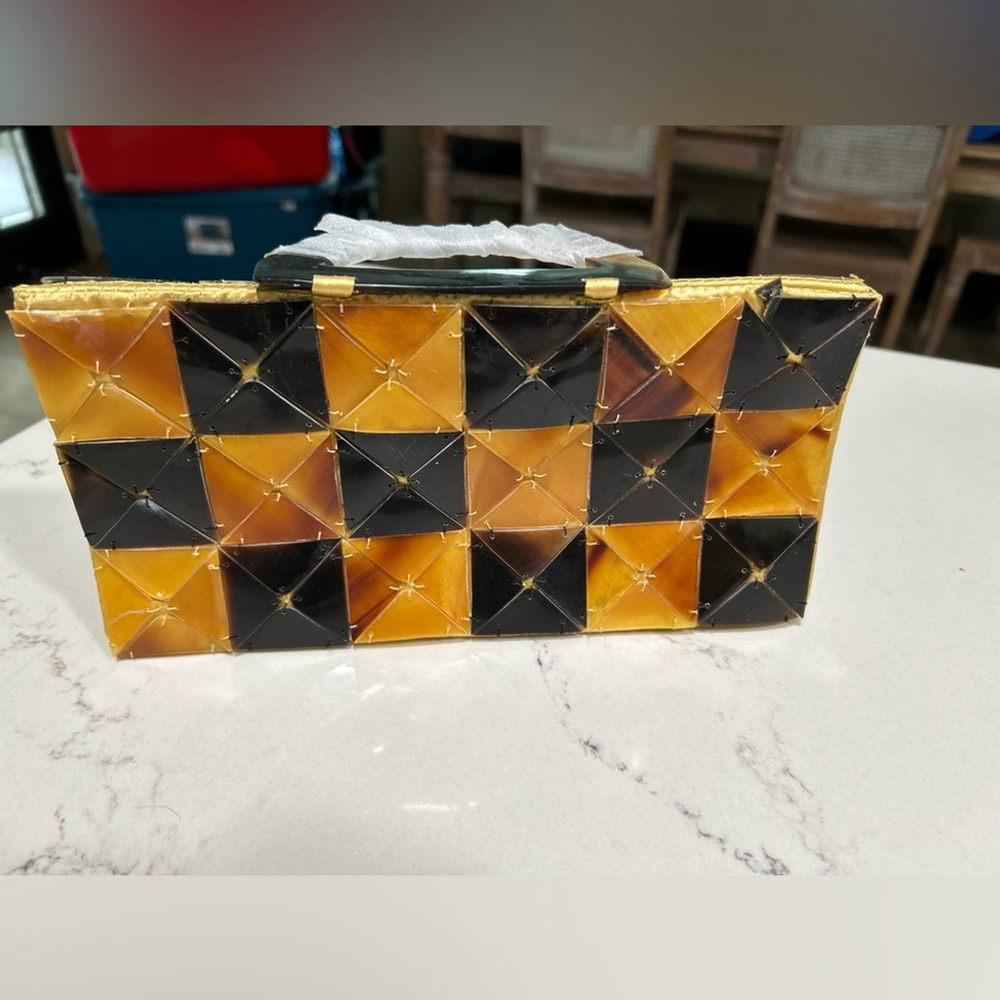 NEW Retro 70's Acrylic Checkerboard Clutch Purse 10”